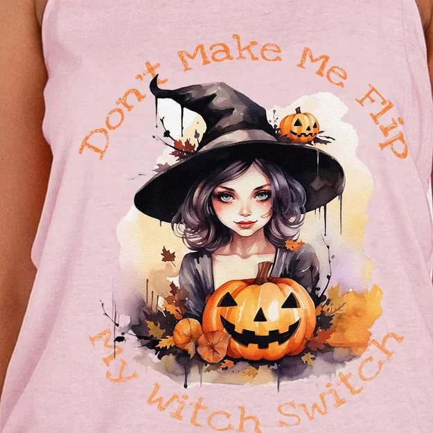 DonT Make Me Flip My Witch Switch Halloween Couples 2024 Women's Knotted Racerback Tank