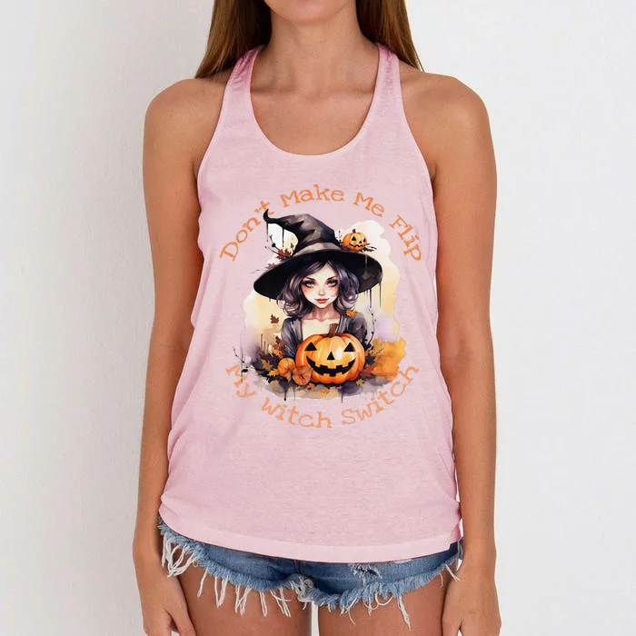 DonT Make Me Flip My Witch Switch Halloween Couples 2024 Women's Knotted Racerback Tank