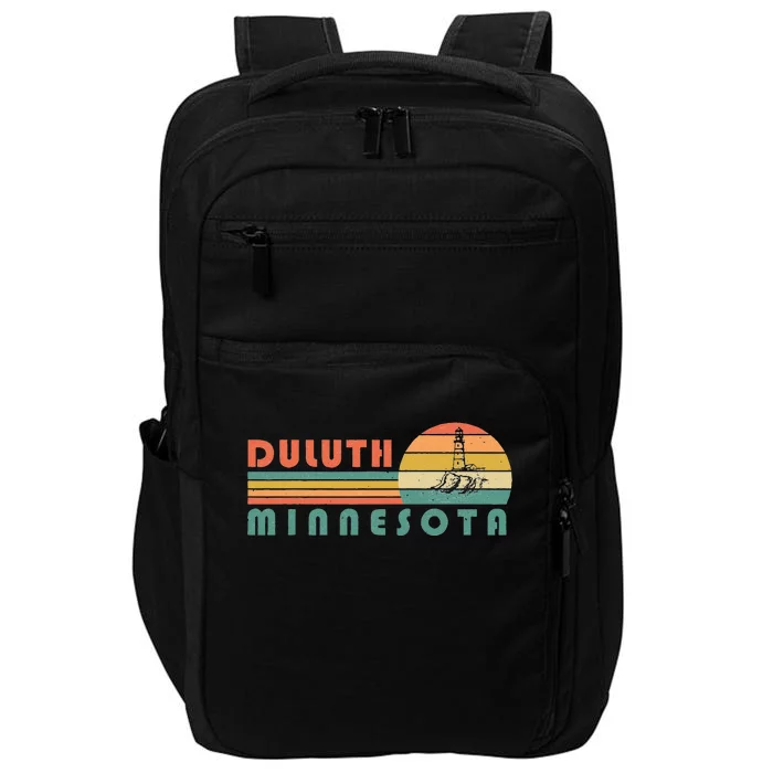 Duluth Minnesota MN Vintage Lighthouse Two Harbors Gift Impact Tech Backpack