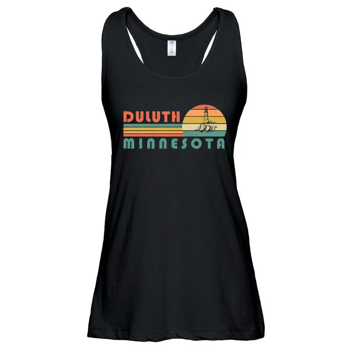 Duluth Minnesota MN Vintage Lighthouse Two Harbors Gift Ladies Essential Flowy Tank