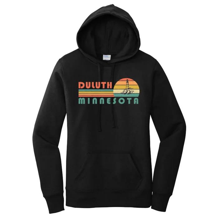 Duluth Minnesota MN Vintage Lighthouse Two Harbors Gift Women's Pullover Hoodie