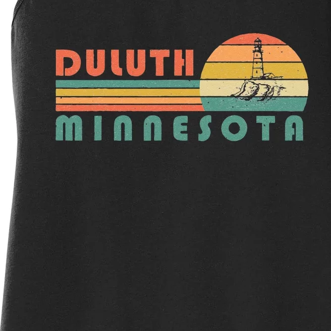 Duluth Minnesota MN Vintage Lighthouse Two Harbors Gift Women's Racerback Tank