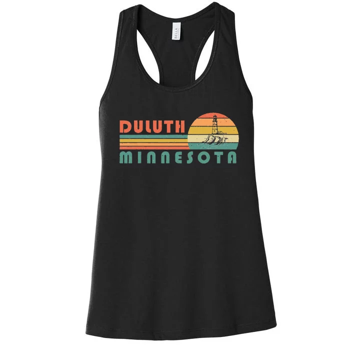 Duluth Minnesota MN Vintage Lighthouse Two Harbors Gift Women's Racerback Tank