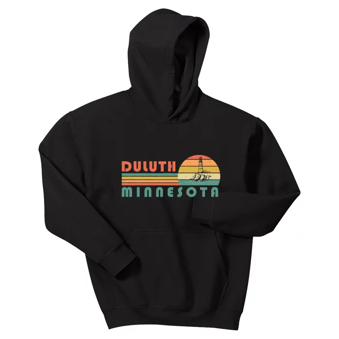 Duluth Minnesota MN Vintage Lighthouse Two Harbors Gift Kids Hoodie