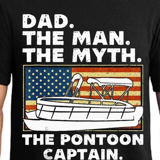 Dad Man Myth Pontoon Captain American Flag Boat Fathers Day Pajama Set