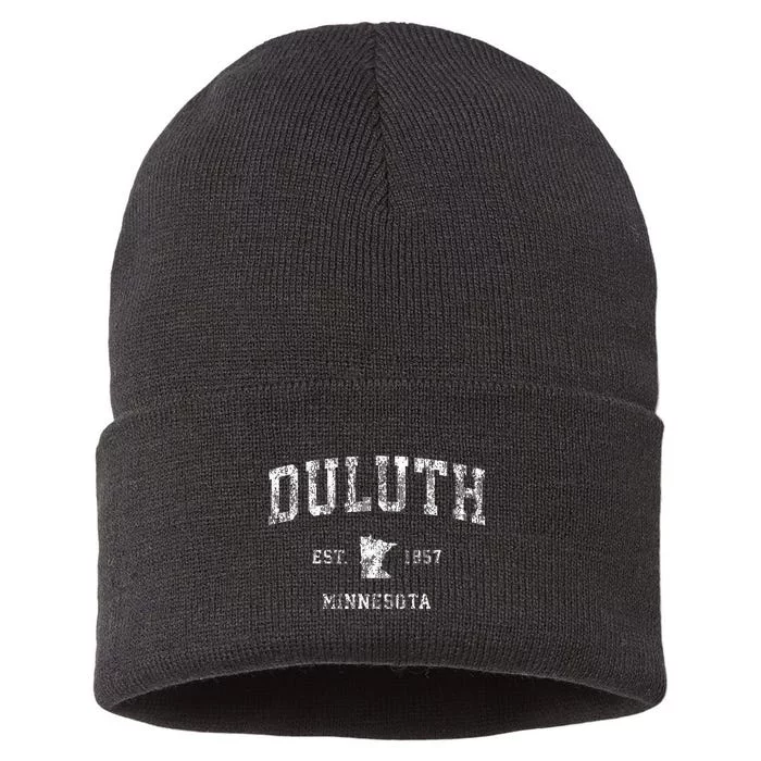 Duluth Minnesota Mn Vintage Athletic Sports Design Sustainable Knit Beanie