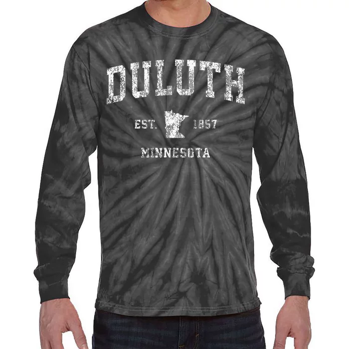 Duluth Minnesota Mn Vintage Athletic Sports Design Tie-Dye Long Sleeve Shirt