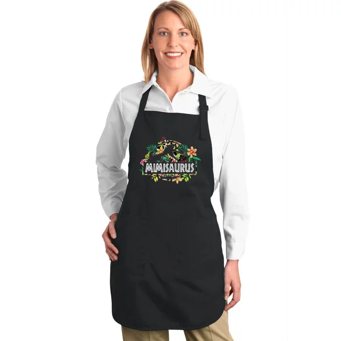 Dinosaur Mom Mothers Day Mimisaurus T Rex Flower Gift Full-Length Apron With Pocket