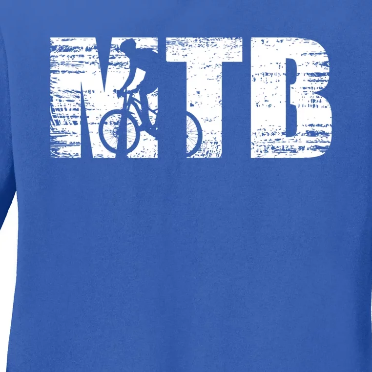 Distressed Mtb Mountain Bike Meaningful Gift For Mountain Bikers Gift Ladies Long Sleeve Shirt