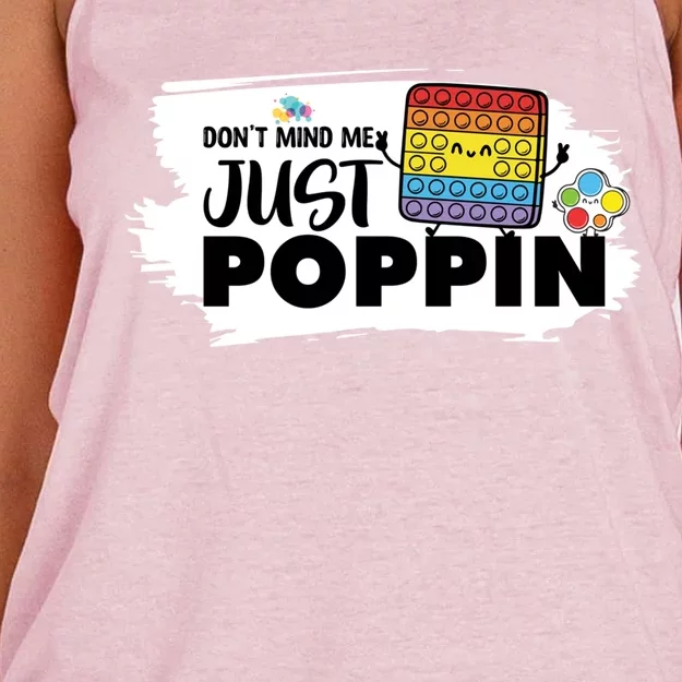 Don't Mind Me Just Poppin Funny Fidget Gaming Gift Women's Knotted Racerback Tank