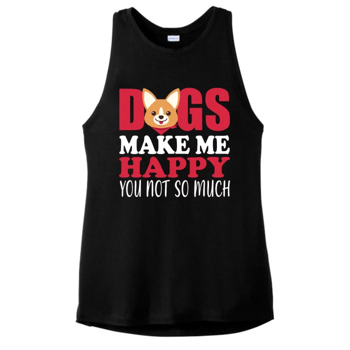 Dogs Make Me Happy You Not So Much Ladies Tri-Blend Wicking Tank