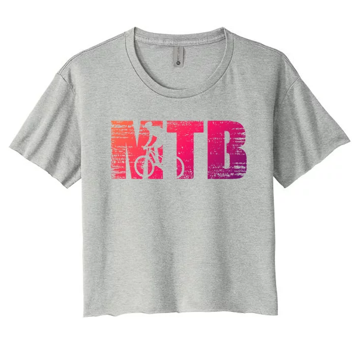 Distressed Mtb Mountain Bike Meaningful Gift For Mountain Bikers Gift Women's Crop Top Tee