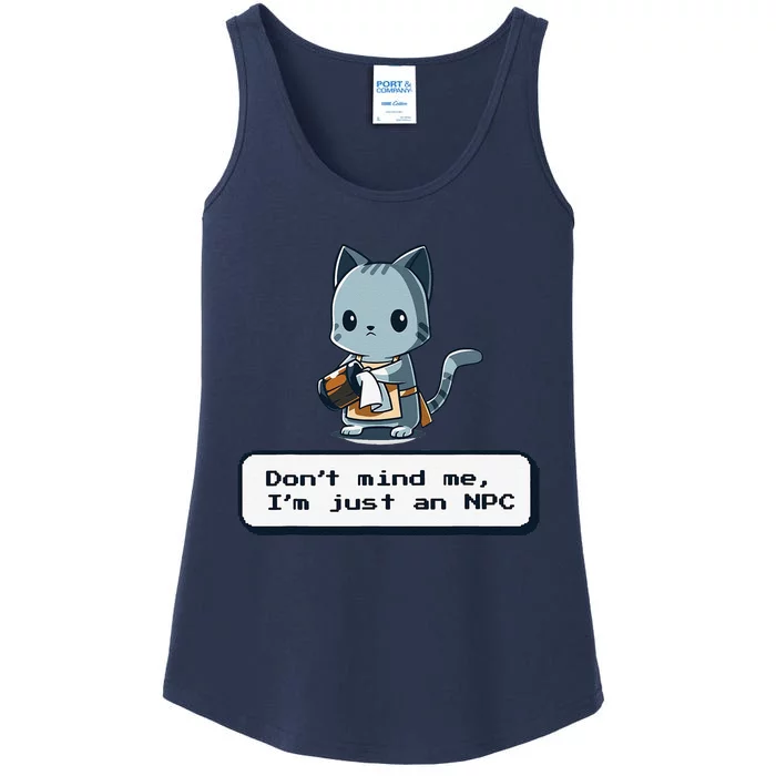 Dont Mind Me Im Just An NPC Funny Cat Playing Video Games Ladies Essential Tank