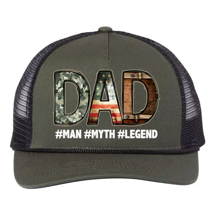 Dad Man Myth Legend Vintage Retro Rope Trucker Hat Cap