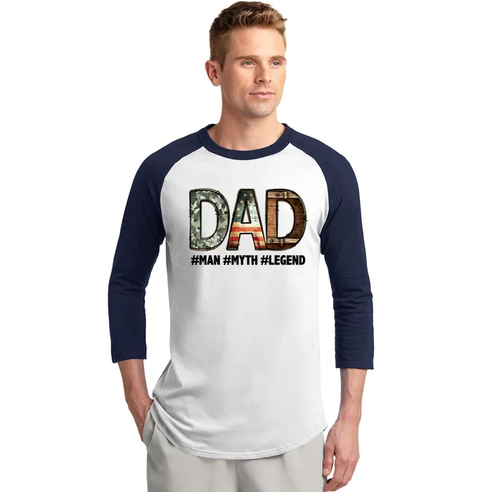 Dad Man Myth Legend Vintage Baseball Sleeve Shirt