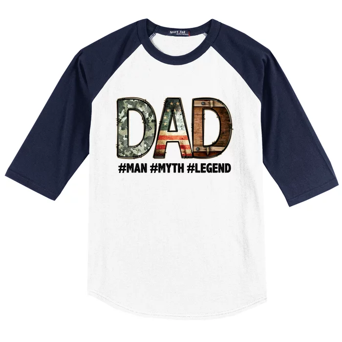 Dad Man Myth Legend Vintage Baseball Sleeve Shirt