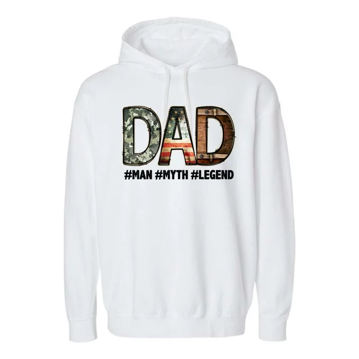 Dad Man Myth Legend Vintage Garment-Dyed Fleece Hoodie