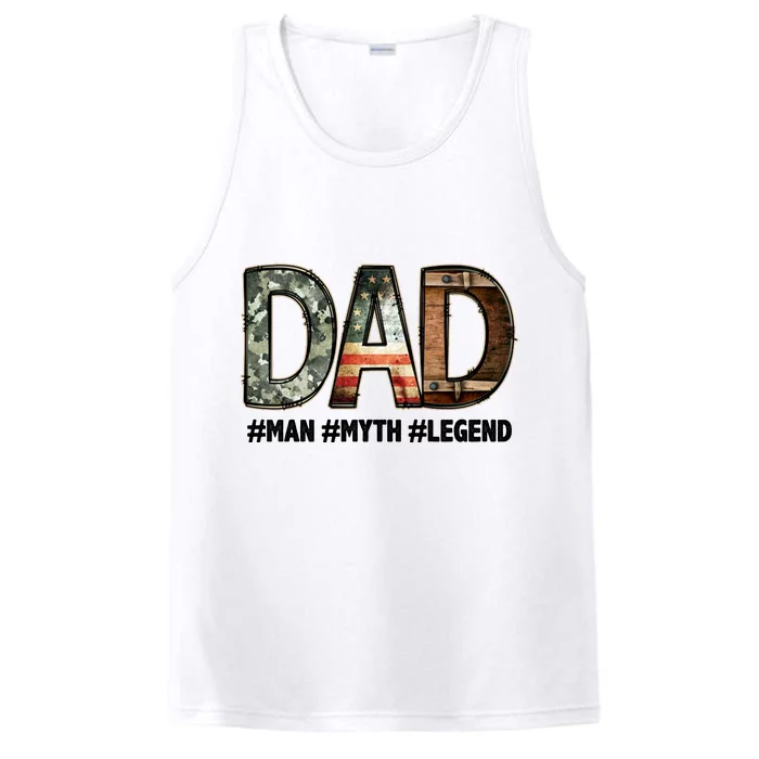 Dad Man Myth Legend Vintage Performance Tank