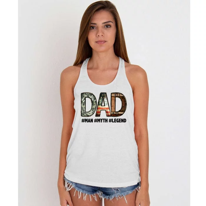 Dad Man Myth Legend Vintage Women's Knotted Racerback Tank