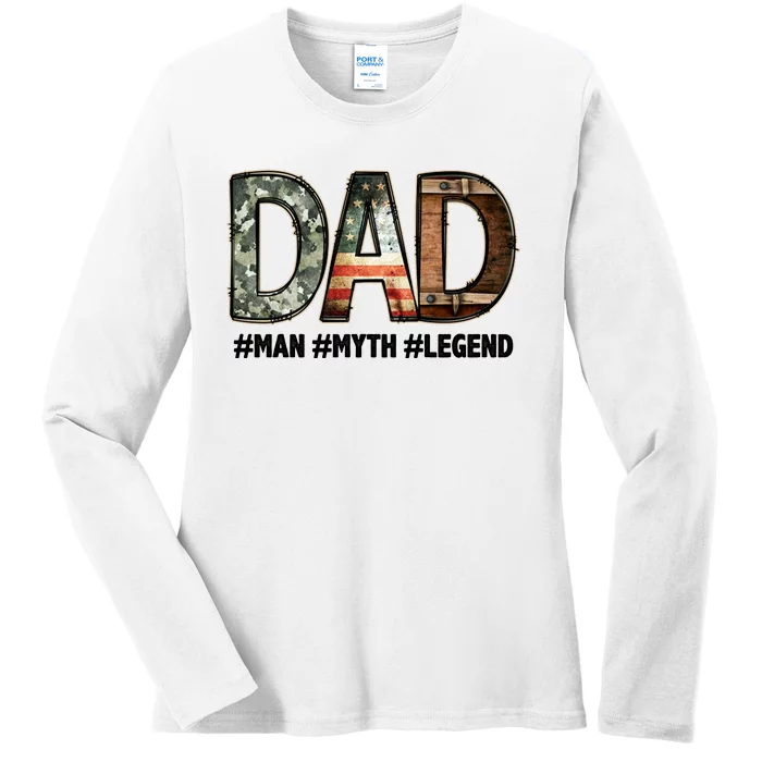 Dad Man Myth Legend Vintage Ladies Long Sleeve Shirt