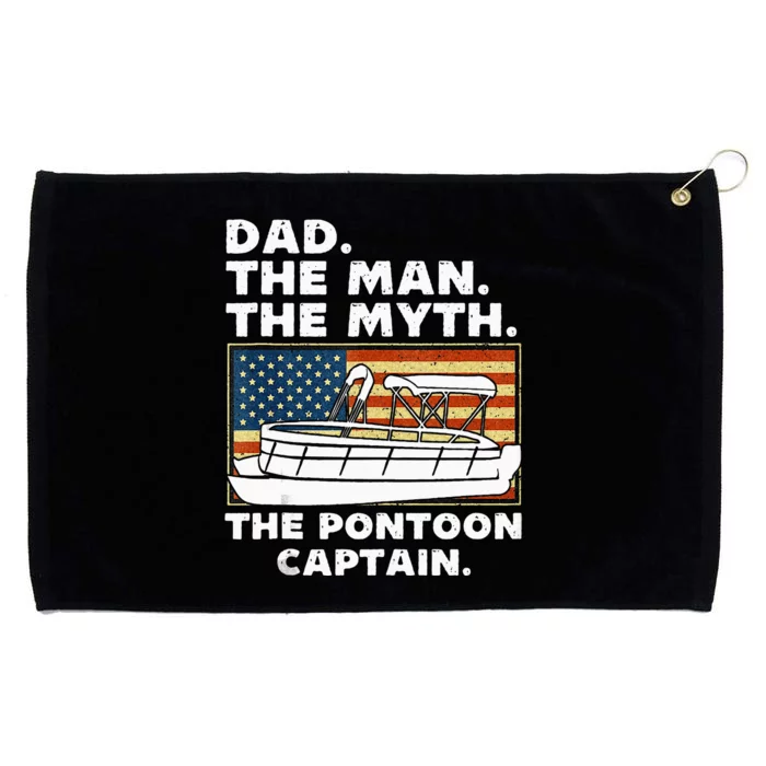 Dad Man Myth Pontoon Captain American Flag Boat Fathers Day Grommeted Golf Towel