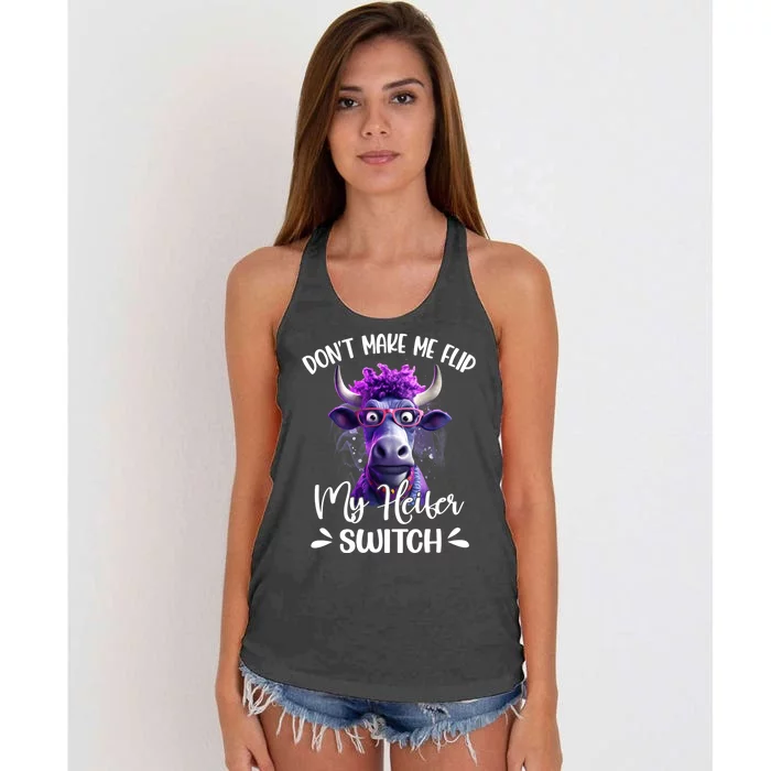 Dont Make Me Flip My Heifer Switch Women's Knotted Racerback Tank