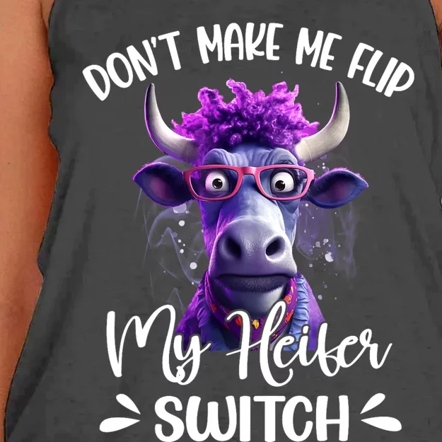 Dont Make Me Flip My Heifer Switch Women's Knotted Racerback Tank