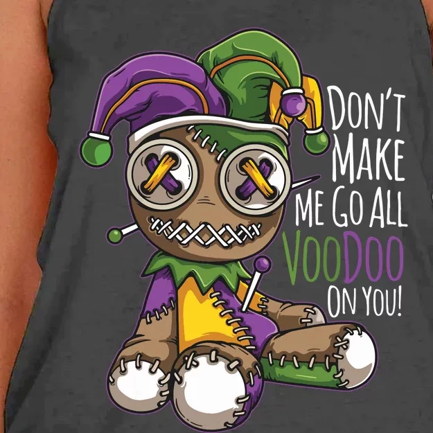 Dont Make Me Go All Voodoo Doll Mardi Gras Costume Women's Knotted Racerback Tank