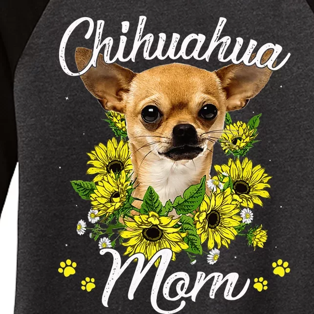 Dog Mom Mother's Day Sunflower Chihuahua Mom Puppy Lover Women's Tri-Blend 3/4-Sleeve Raglan Shirt