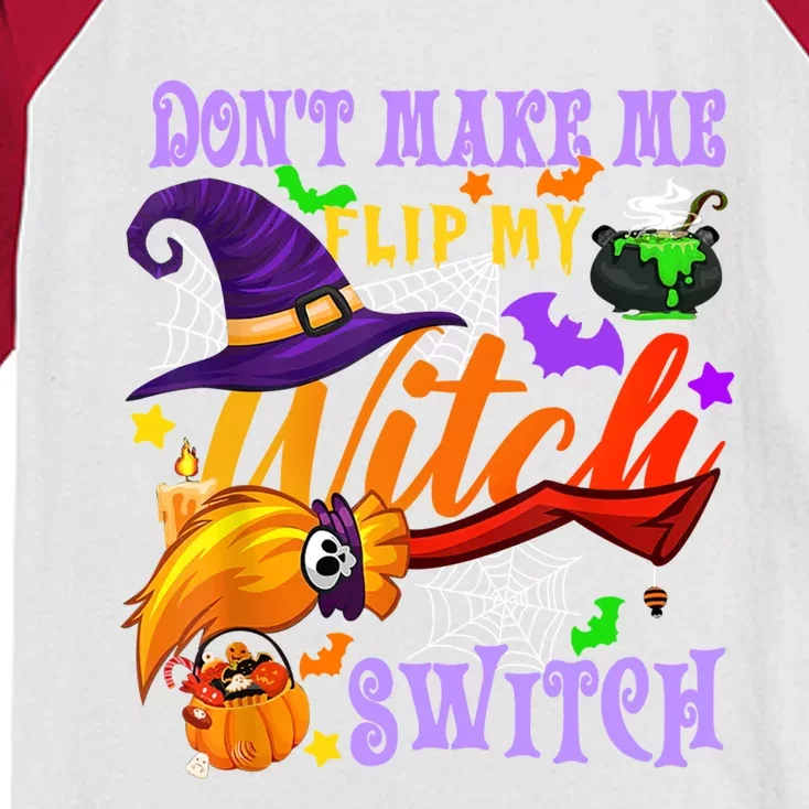 Don't Make Me Flip My Witch Switch Halloween Gift Kids Colorblock Raglan Jersey