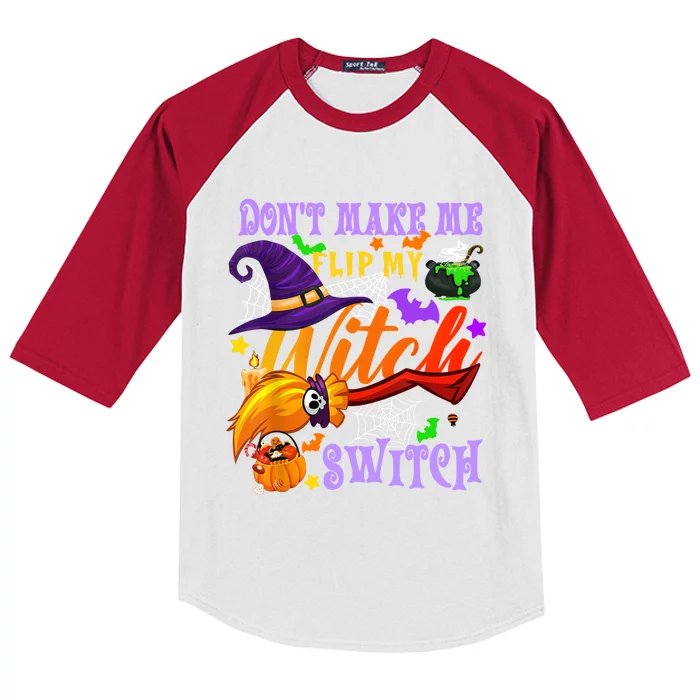 Don't Make Me Flip My Witch Switch Halloween Gift Kids Colorblock Raglan Jersey