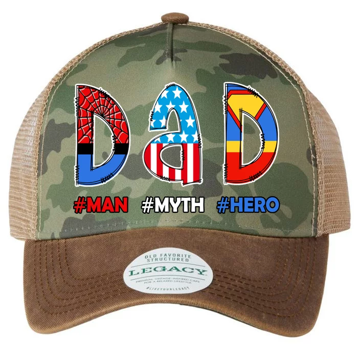 Dad Man Myth Superhero Legacy Tie Dye Trucker Hat