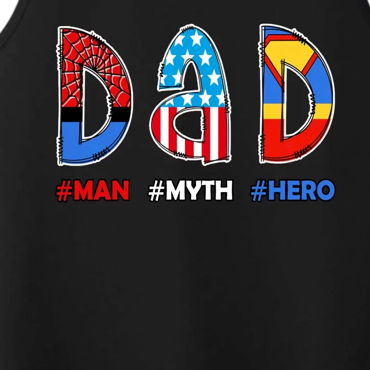 Dad Man Myth Superhero Performance Tank