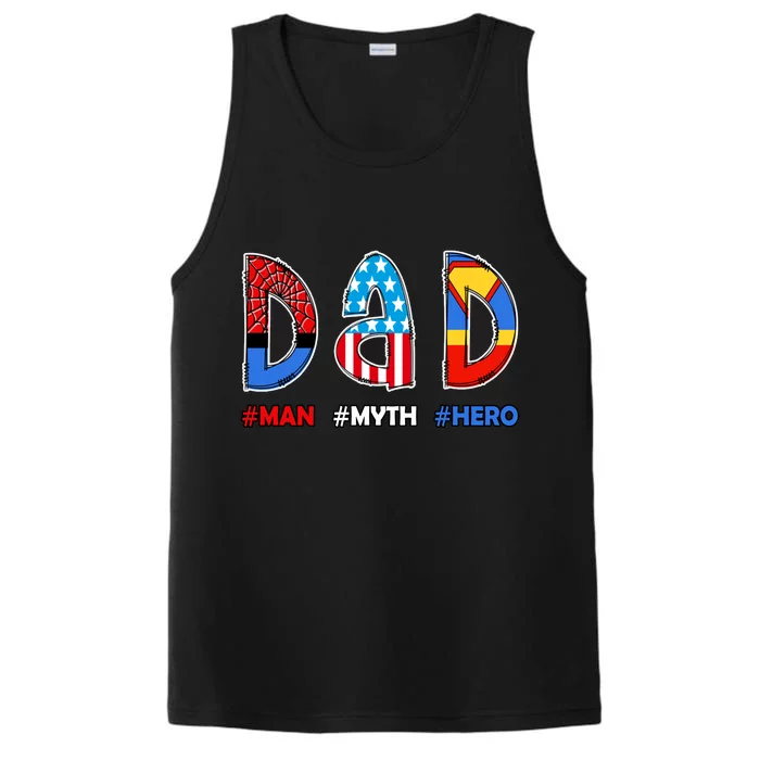 Dad Man Myth Superhero Performance Tank