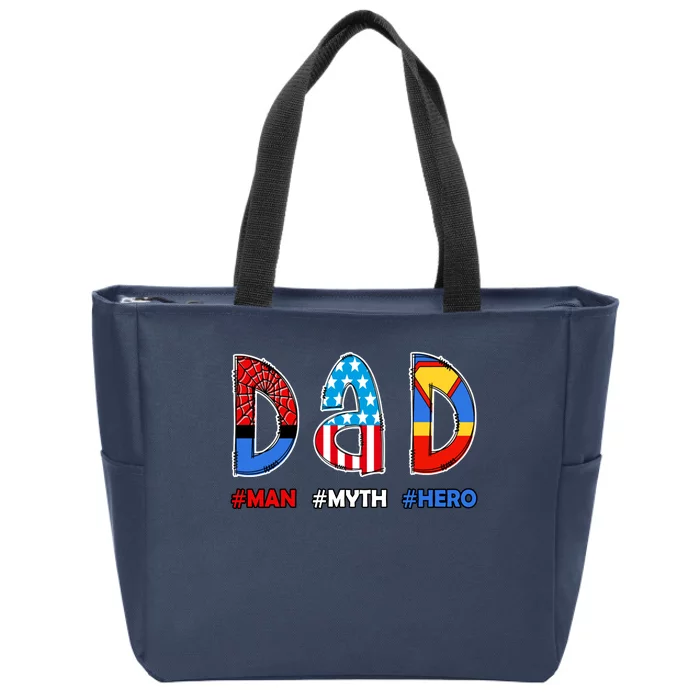 Dad Man Myth Superhero Zip Tote Bag