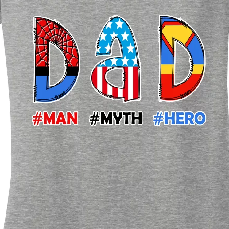 Dad Man Myth Superhero Women's V-Neck T-Shirt