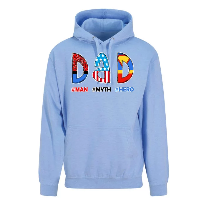 Dad Man Myth Superhero Unisex Surf Hoodie