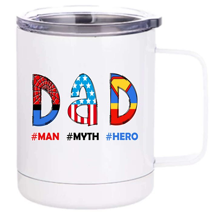 Dad Man Myth Superhero Front & Back 12oz Stainless Steel Tumbler Cup