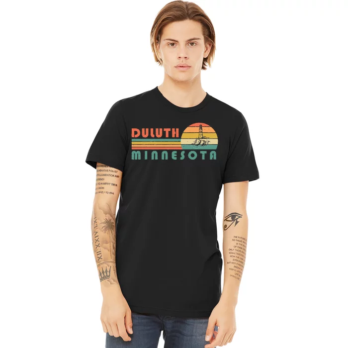 Duluth Minnesota MN Vintage Lighthouse Two Harbors Gift Premium T-Shirt