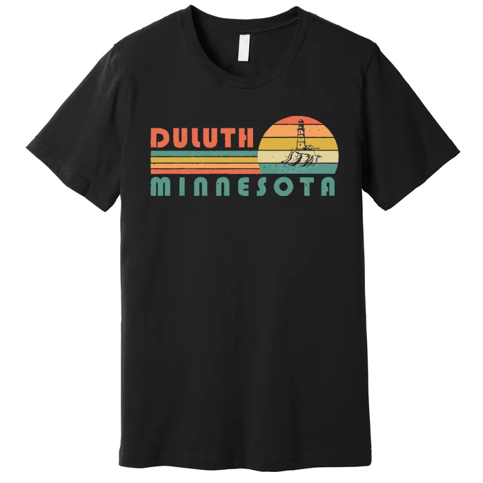 Duluth Minnesota MN Vintage Lighthouse Two Harbors Gift Premium T-Shirt