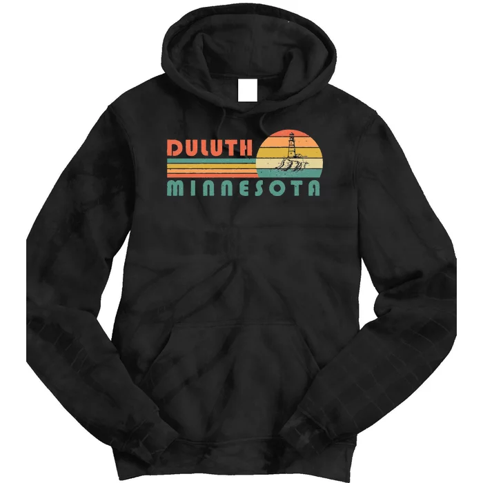 Duluth Minnesota MN Vintage Lighthouse Two Harbors Gift Tie Dye Hoodie