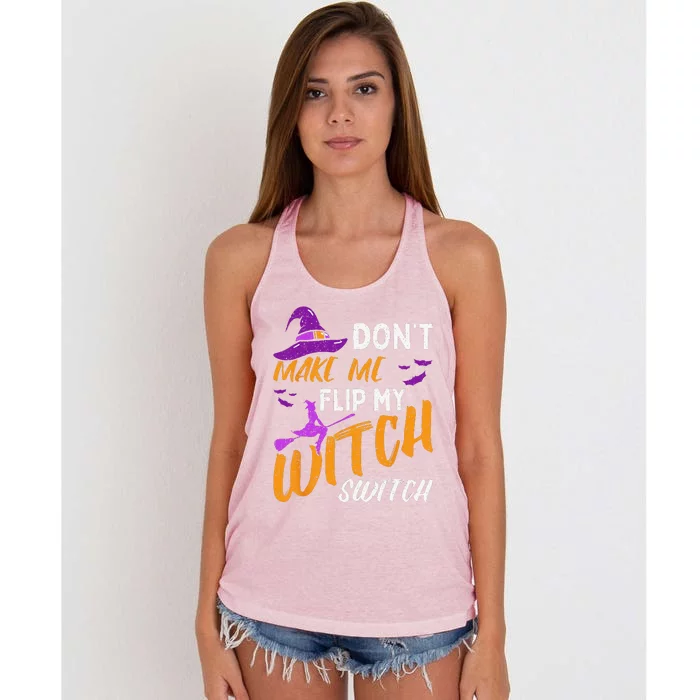 Dont Make Me Flip My Witch Switch Halloween Women's Knotted Racerback Tank