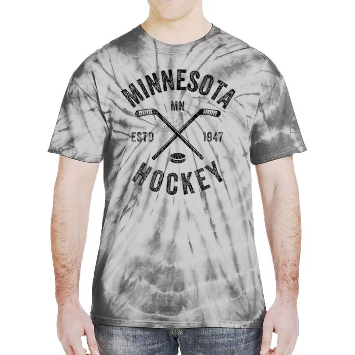 Distressed Minnesota Mn Ice Hockey Sticks Vintage Tie-Dye T-Shirt