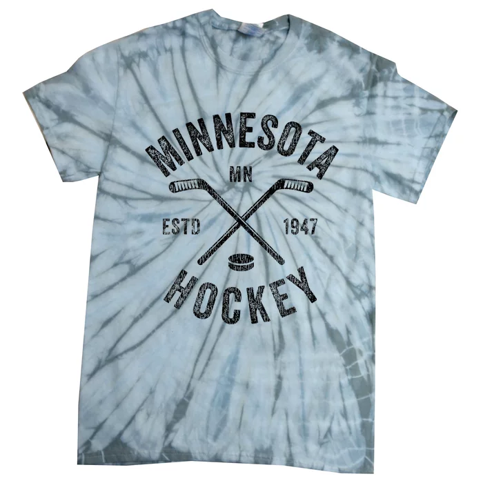 Distressed Minnesota Mn Ice Hockey Sticks Vintage Tie-Dye T-Shirt