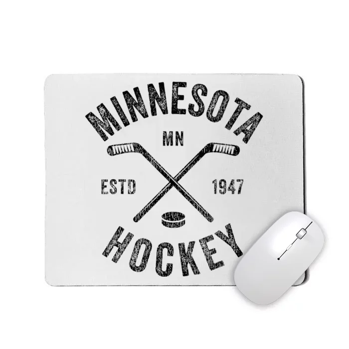 Distressed Minnesota Mn Ice Hockey Sticks Vintage Mousepad