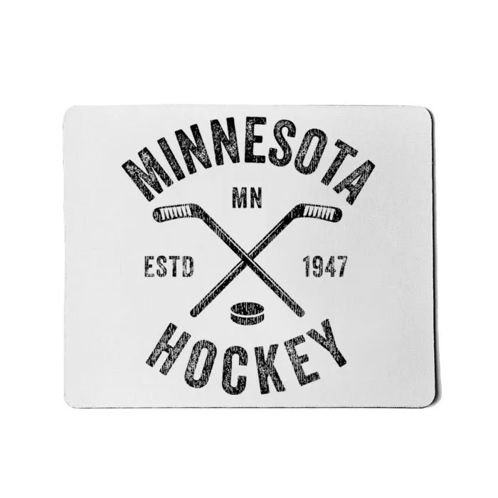 Distressed Minnesota Mn Ice Hockey Sticks Vintage Mousepad