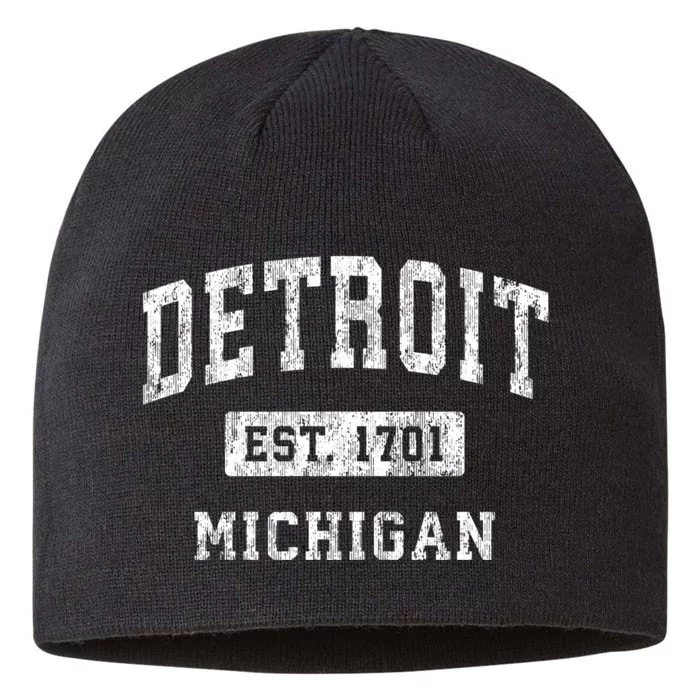 Detroit Michigan Mi Vintage Established Sports 8 1/2in Sustainable Knit Beanie