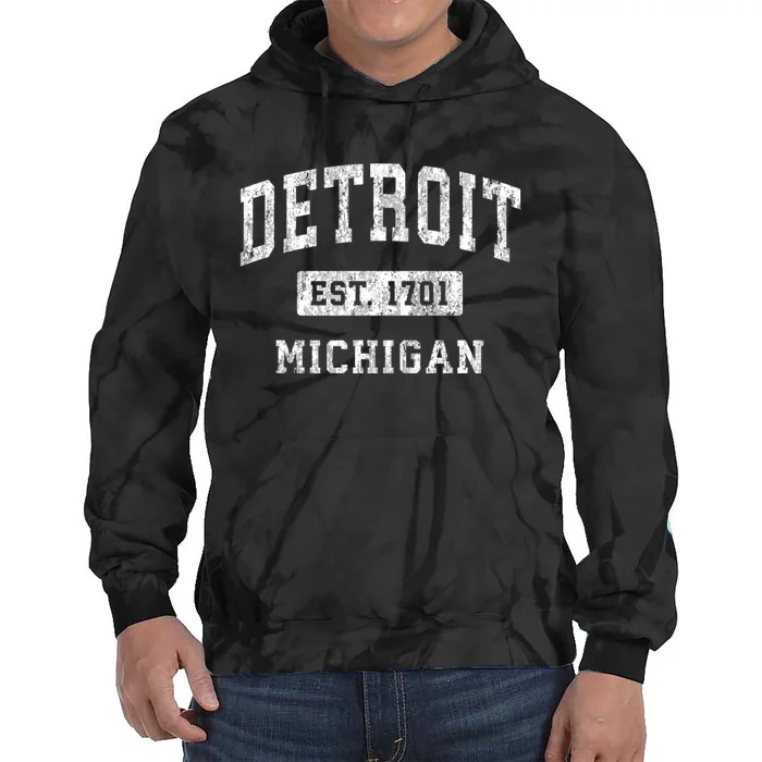 Detroit Michigan Mi Vintage Established Sports Tie Dye Hoodie