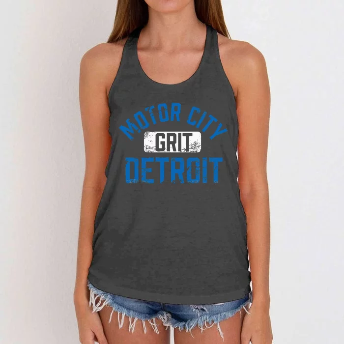 Detroit Michigan Motor City Grit Detroit Motor City Grit Women's Knotted Racerback Tank