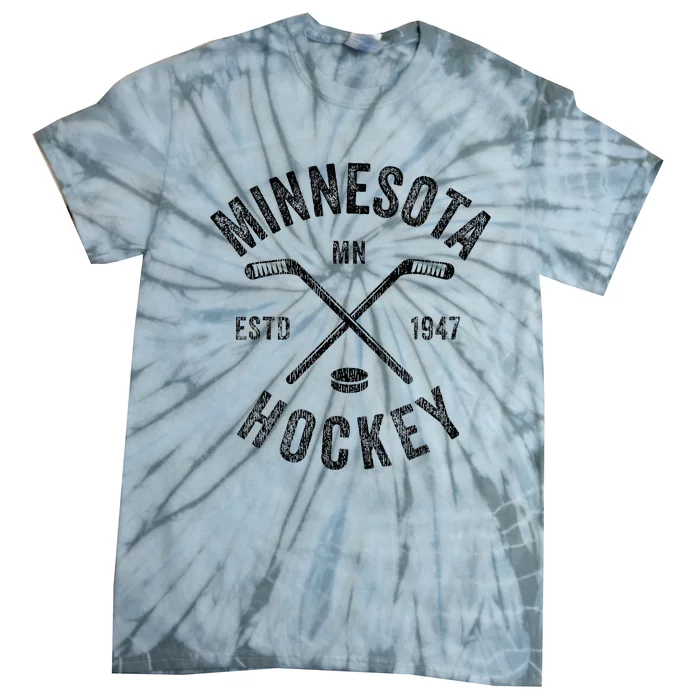 Distressed Minnesota Mn Ice Hockey Sticks Tie-Dye T-Shirt